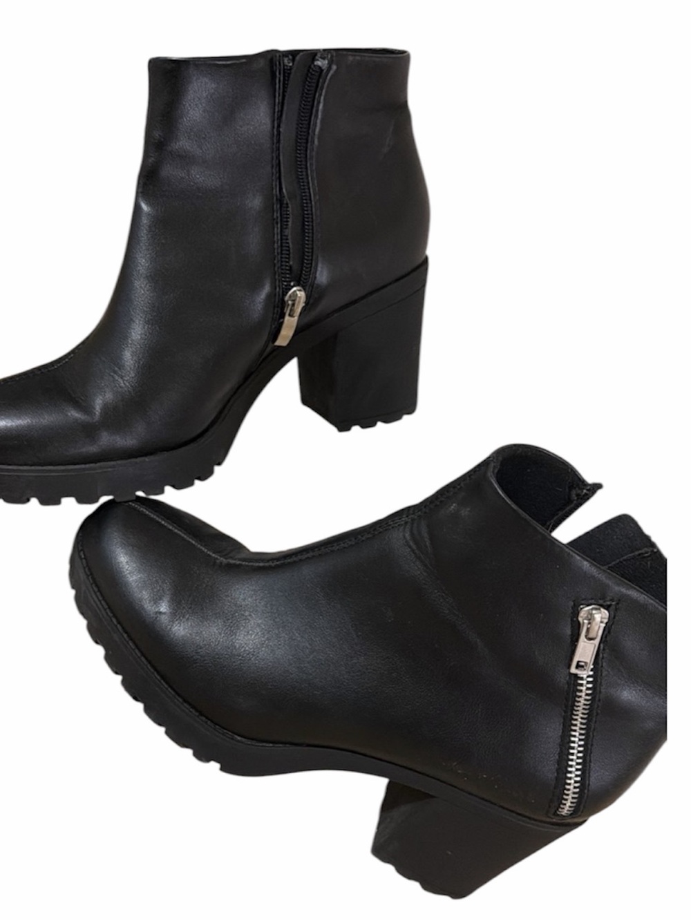 Sophie17 Black Faux Leather Heeled Ankle Boots Size 9